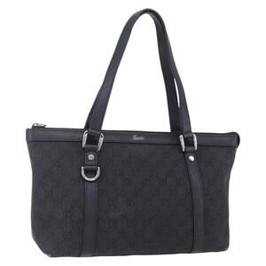 GUCCI GG Canvas Abbey Tote Bag Outlet Black Silver 268640 Auth ep12041